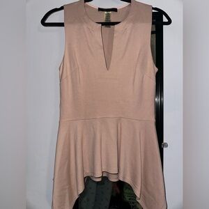 BCBGMaxAzria Sleeveless Blush Pink Peplum Top